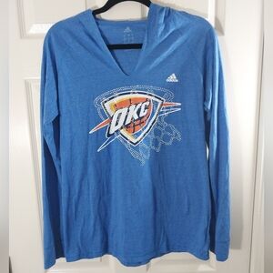 Adidas Blue OKC Logo Hoodie With Rhinestone Detail Size L